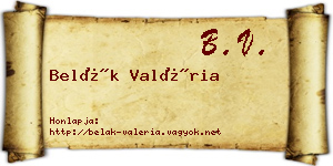 Belák Valéria névjegykártya