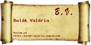 Belák Valéria névjegykártya